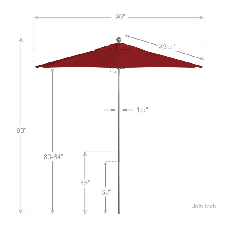 California Umbrella 7.5' Rd. Aluminum Frame, Fiberglass Rib Market Umbrella, Push Open,Anodized Silver Finish, Pacifica Fabric