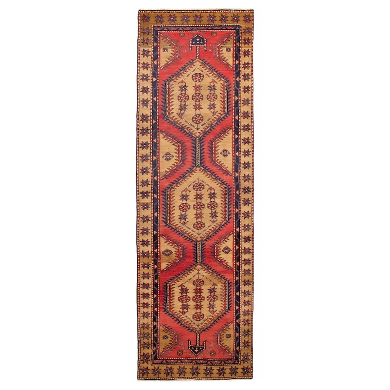 ECARPETGALLERY Hand-knotted Konya Anatolian Red Wool Rug - 3'3 x 10'2 - Red - 3'3 x 10'2