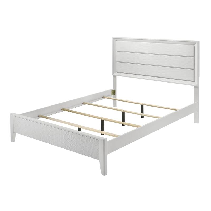 Kawi Contemporary White Wood Panel Bed by Furniture of America