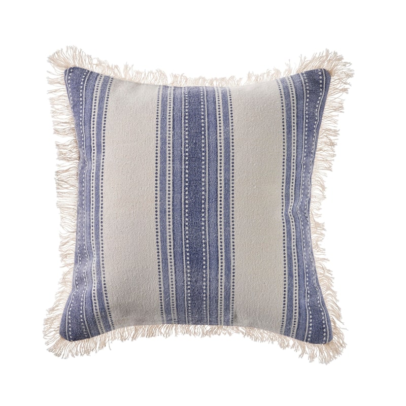 Sevita Coastal Striped Blue and Cream Throw Pillow, Single or Set of 2