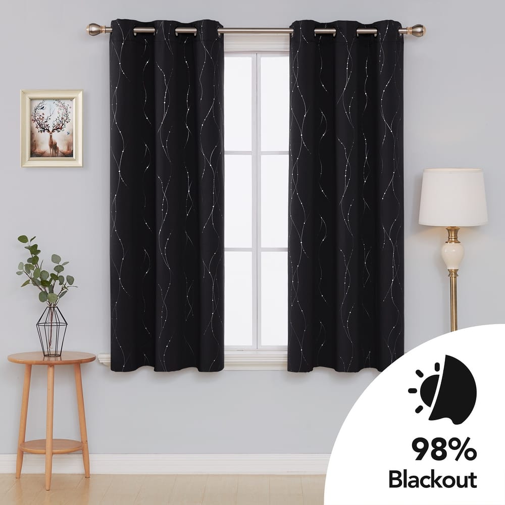 Deconovo Wave Line with Dots 42 Width Curtains Pair(2 Panel)