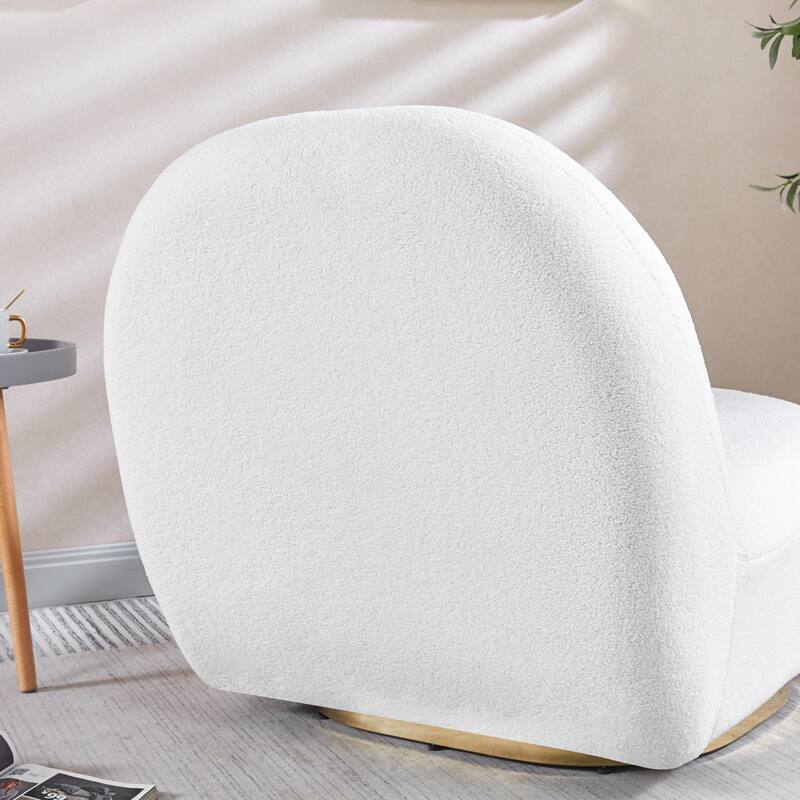 White 33.07" Polyester Swivel Barrel Chair
