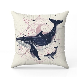Whale and Petals Tales Throw Pillow26x26 Faux Suede