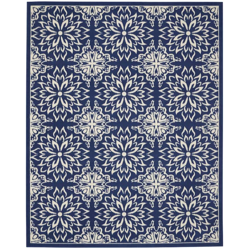 Nourison Jane Floral Medallion Indoor only Area Rug - 7' 10" x 9' 10" - Navy/Ivory