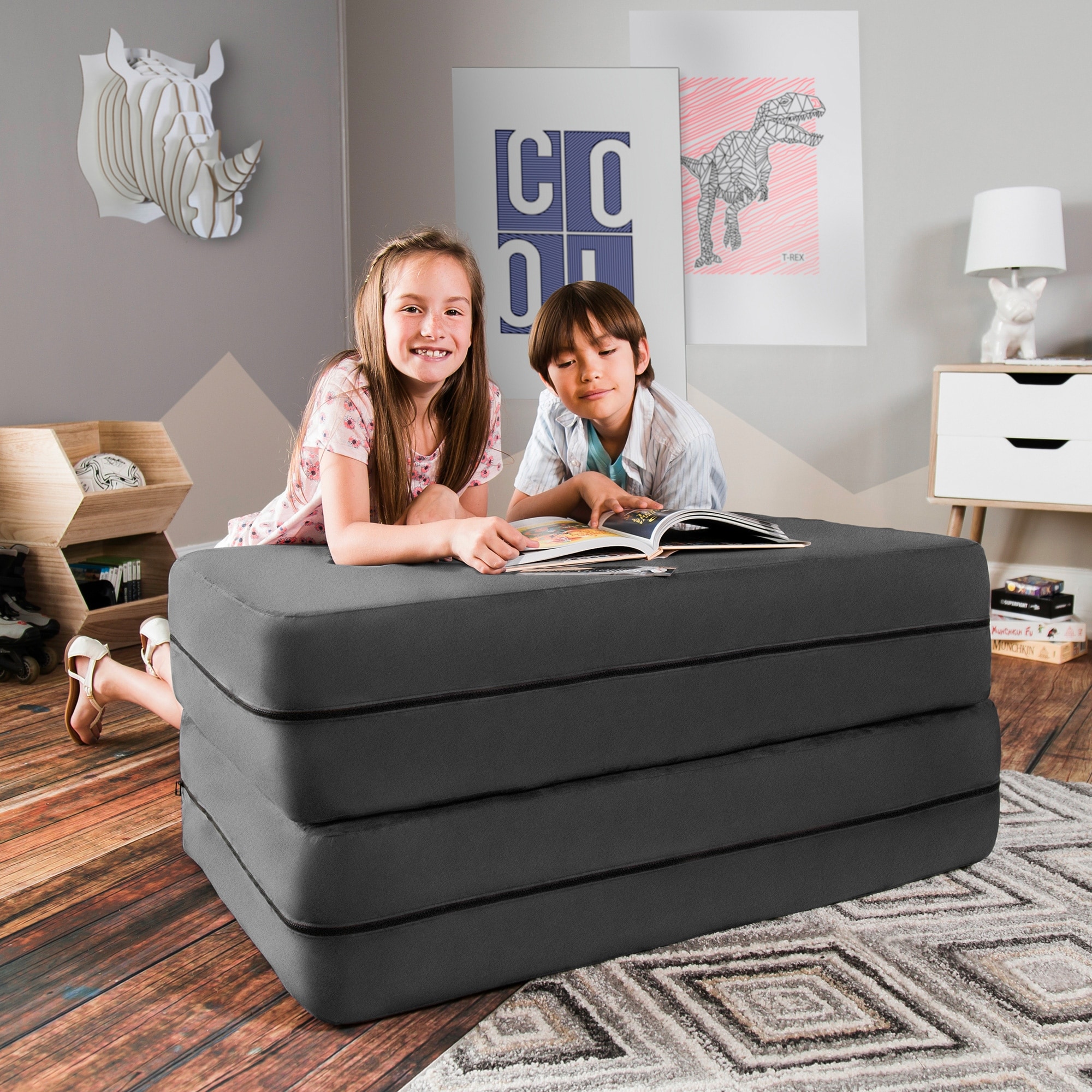 Jaxx Big Kids Convertible Sleeper Sofa Ottoman Set On Sale