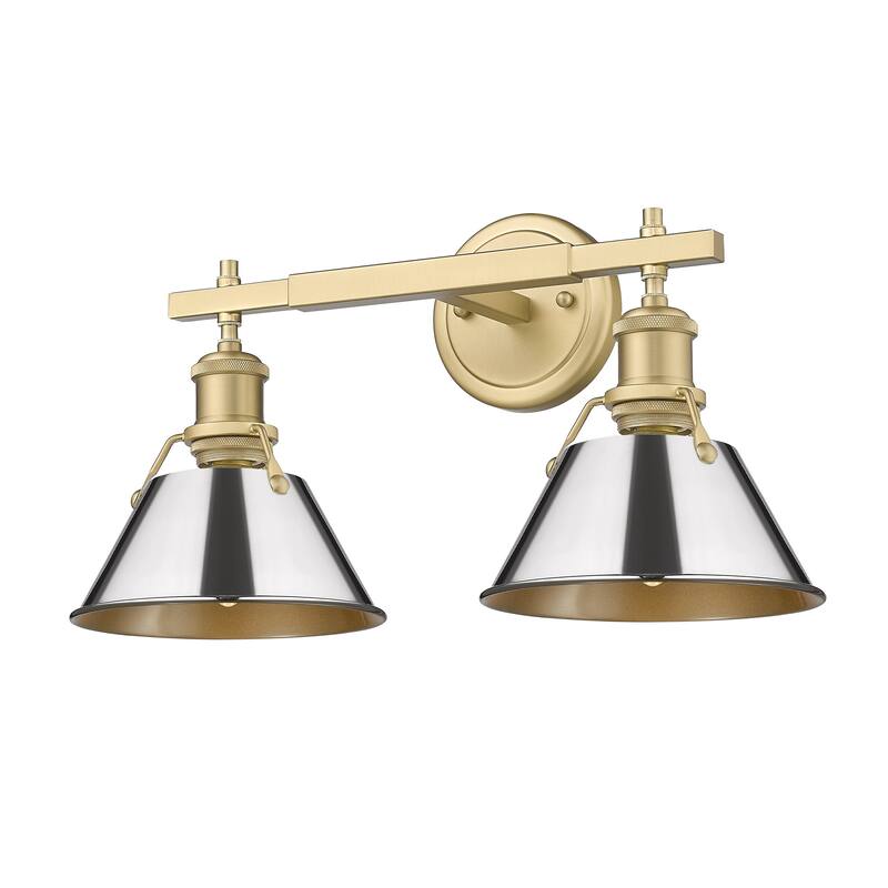 Orwell 2-Light Vanity Light in Brushed Champagne Bronze with Chrome - Gold
