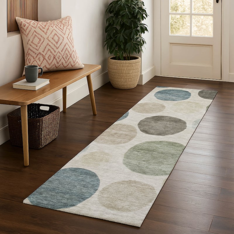 Premium Washable Super Soft Modern Bubbles Mayfield Rug - Khaki - 2'3" x 7'6"