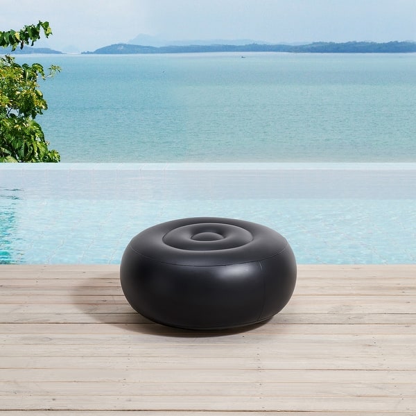 Ove Decors Marlowe 21 In Blue Leaf Outdoor Inflatable Ottoman Overstock 31635000