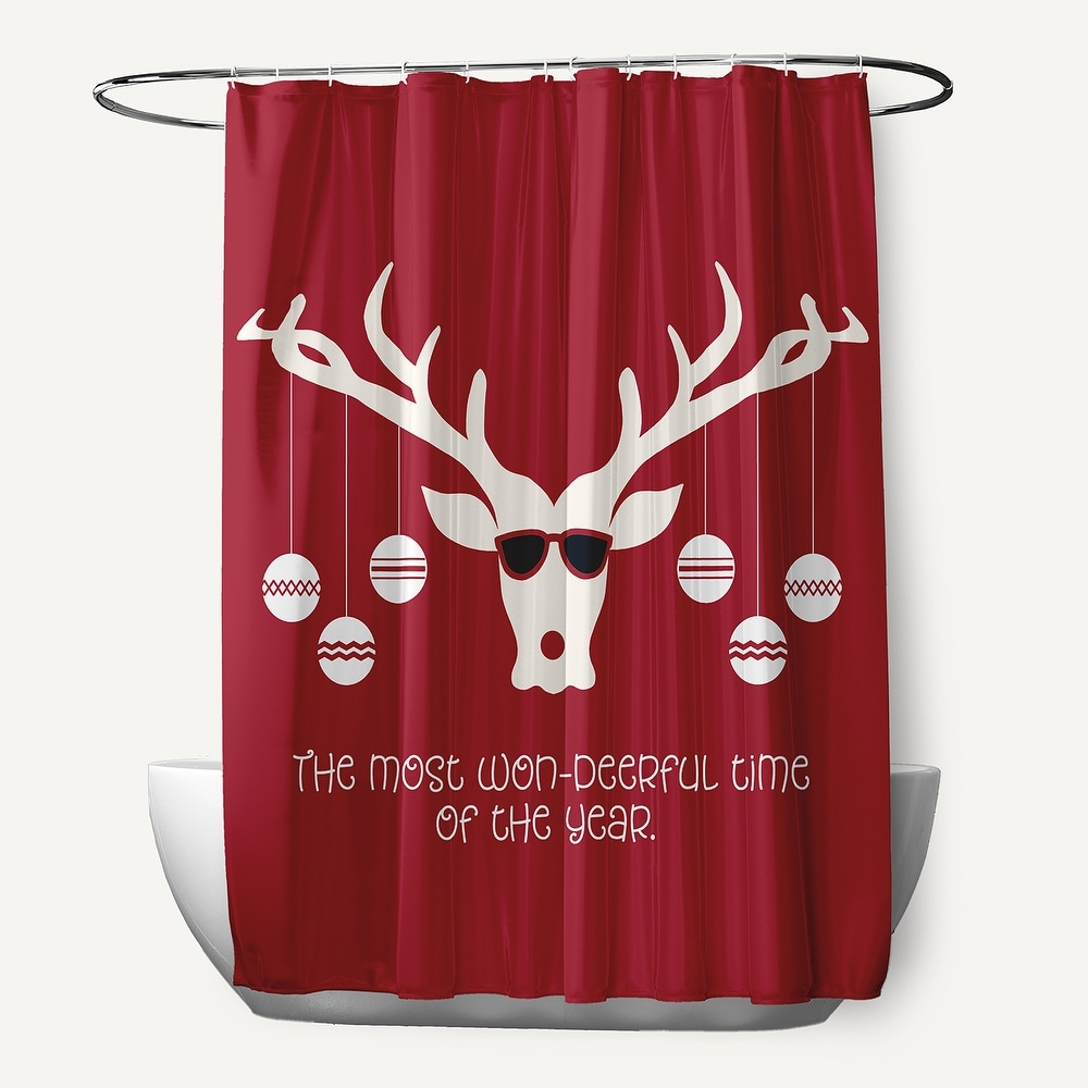 Red christmas shower curtain set