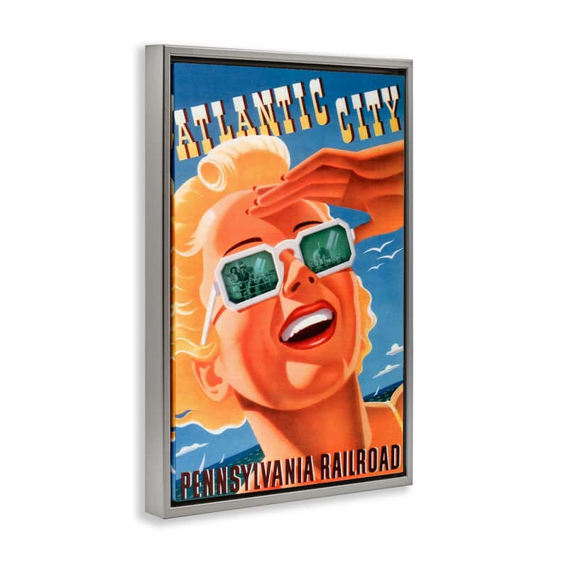 Stupell Atlantic City Vintage Woman Framed Floater Canvas Wall Art Design By Marcus Jules