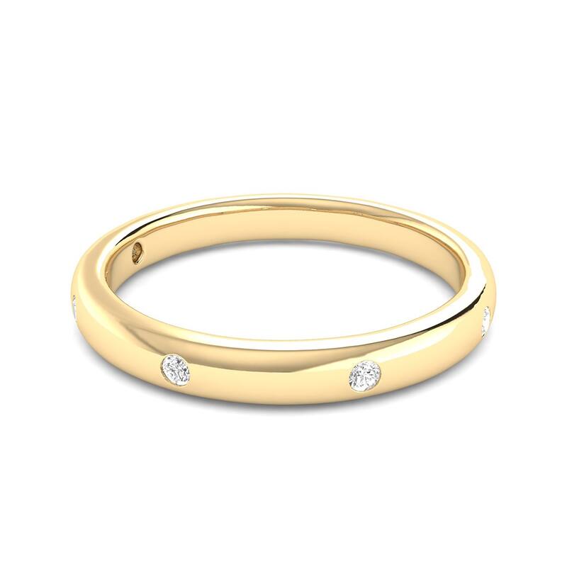 Marquee Jewels 1/10 Carat TW Bezel Se Diamond Wedding Band in 14K Yellow Gold - White