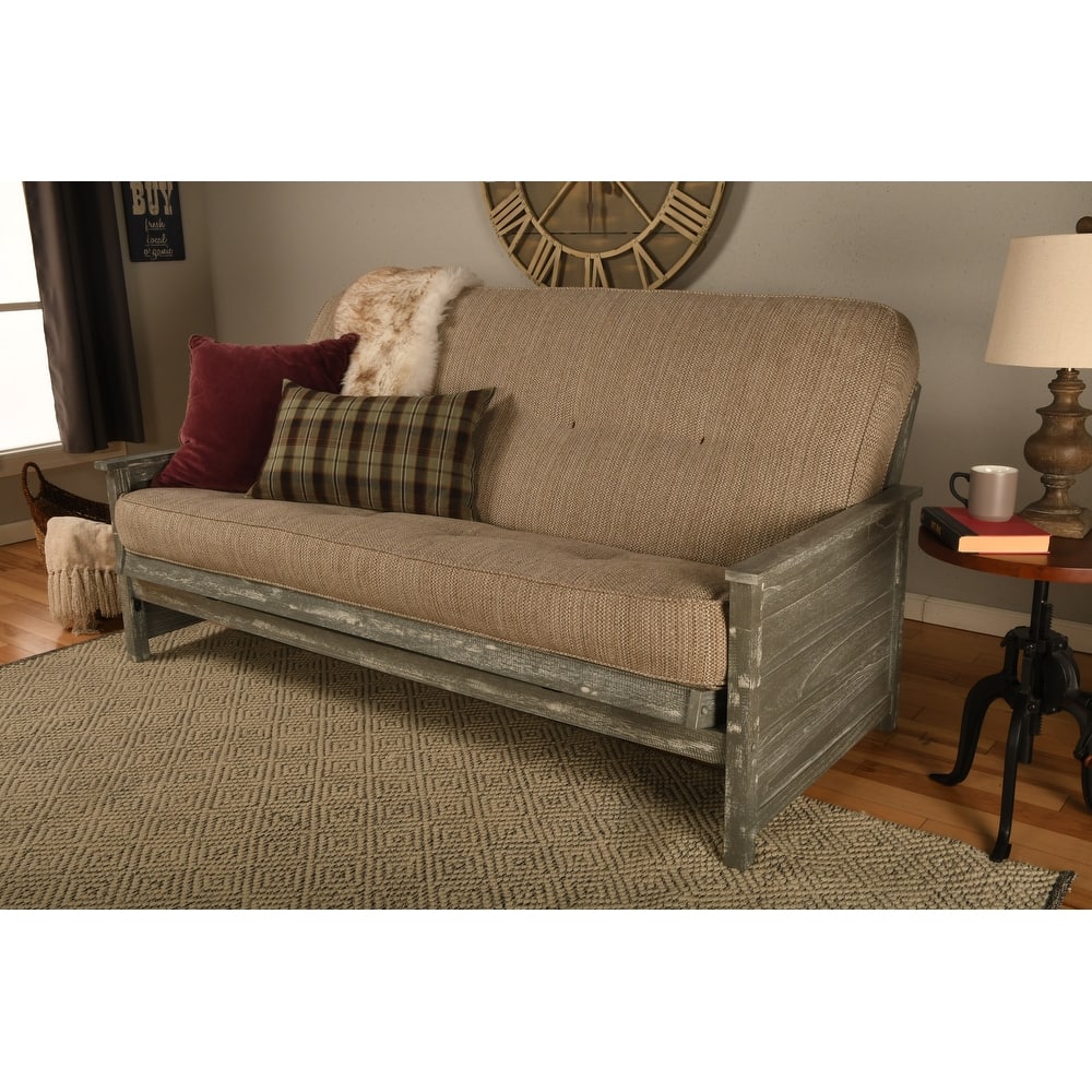 Somette Lexington Full-size Futon Set in Weathered Gray Finish with Mattress