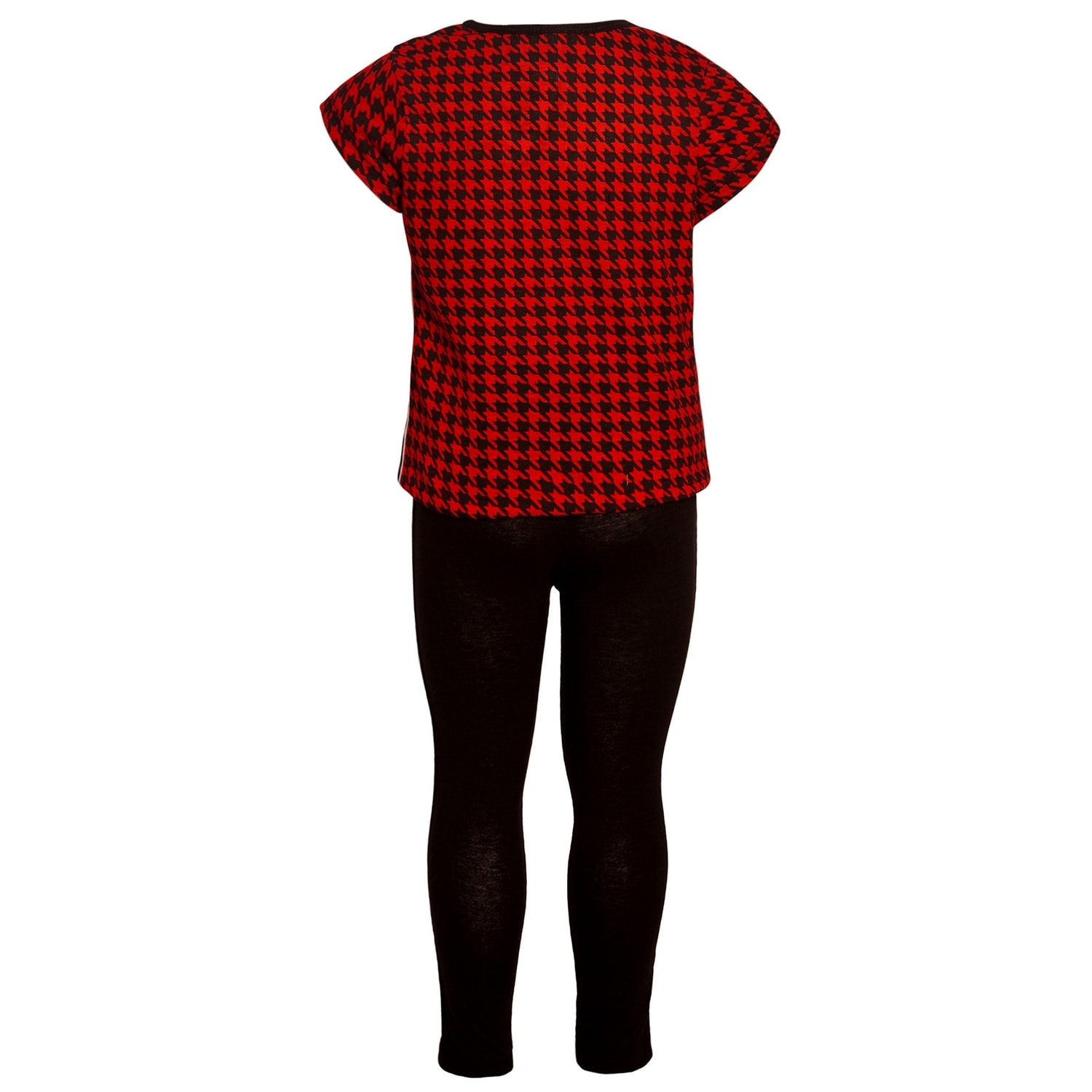 Bonnie Jean Baby and Little Girl Black White Pink Houndstooth Dress-Legging Set