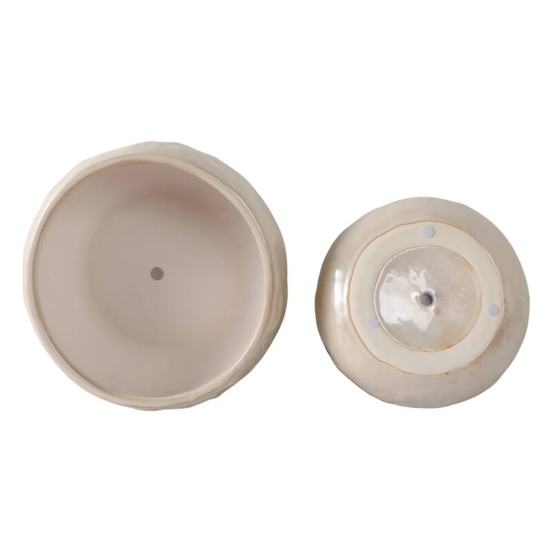 Stoneware Planters Modern Rounded Design and Texture Detail (Set of 2) - 12" x 12" x 5"