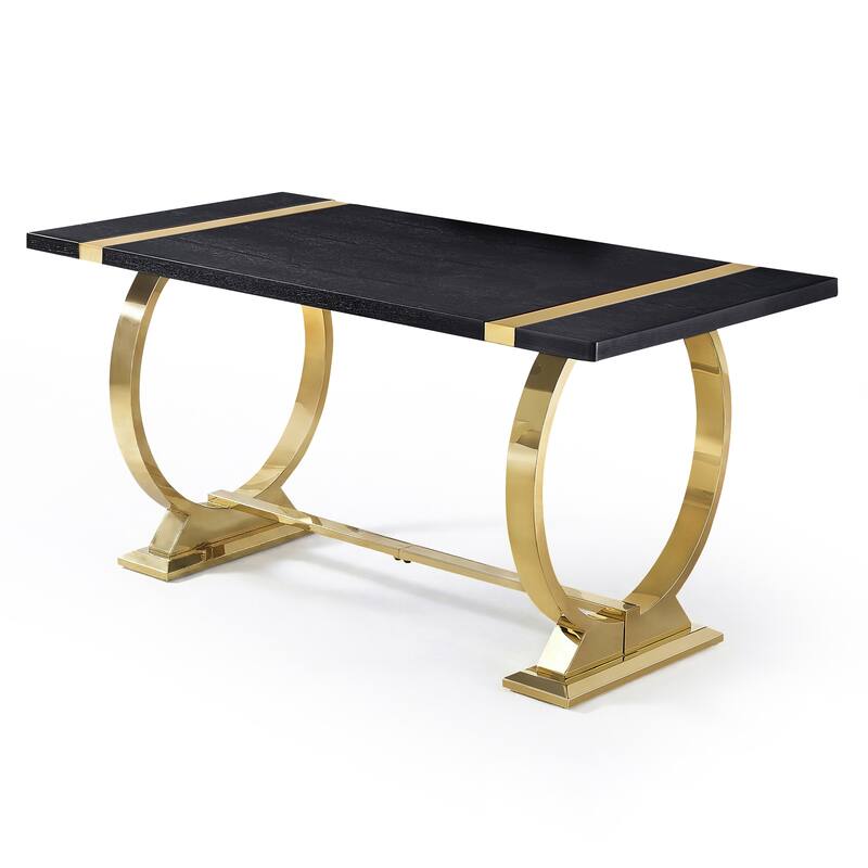 Furniture of America Carra Glam Stainless Steel Base 60-inch Dining Table
