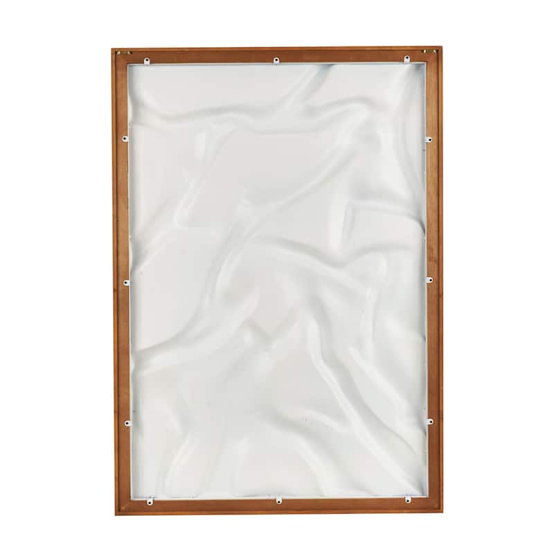Wood Abstract Abstract Dimensional Shaped Wall Decor with Brown Wooden Frame - White - Roche River Decor