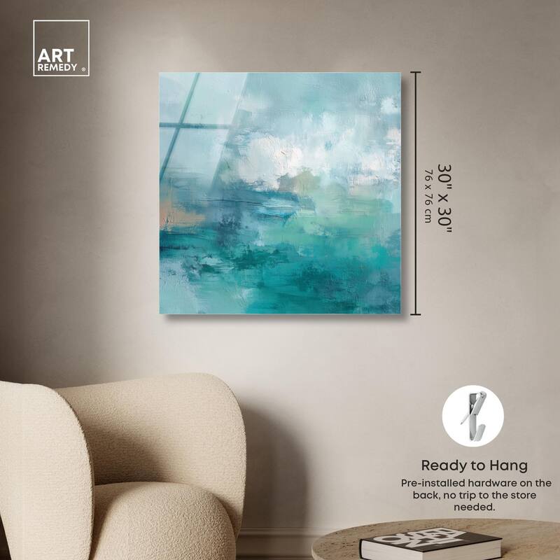 Green Blue II Acrylic by Art Remedy, Ready to Hang