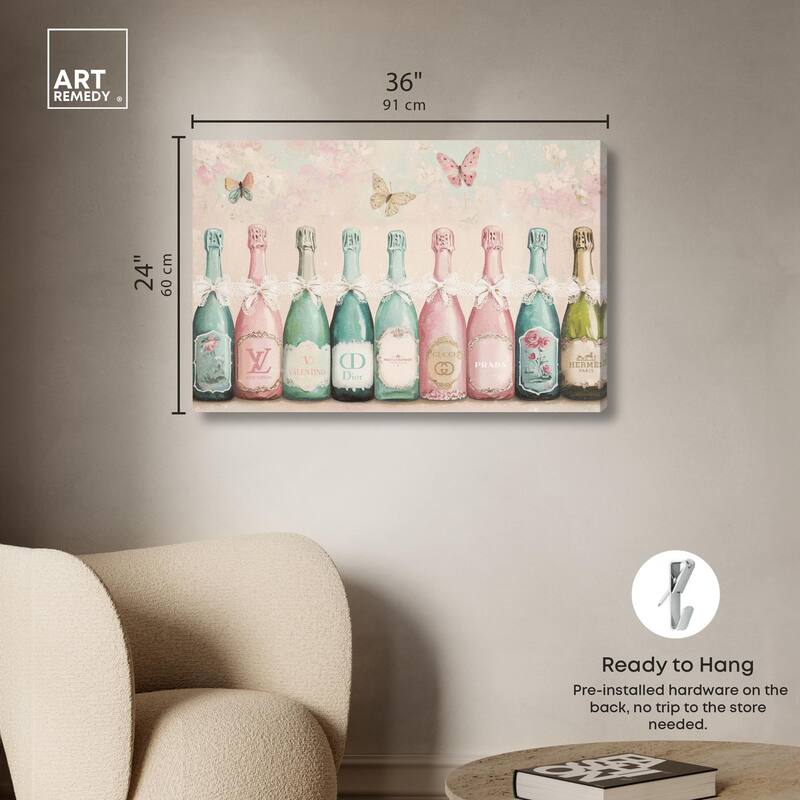 Champagne Mint and Pink Canvas by Art Remedy, Gallery Wrapped