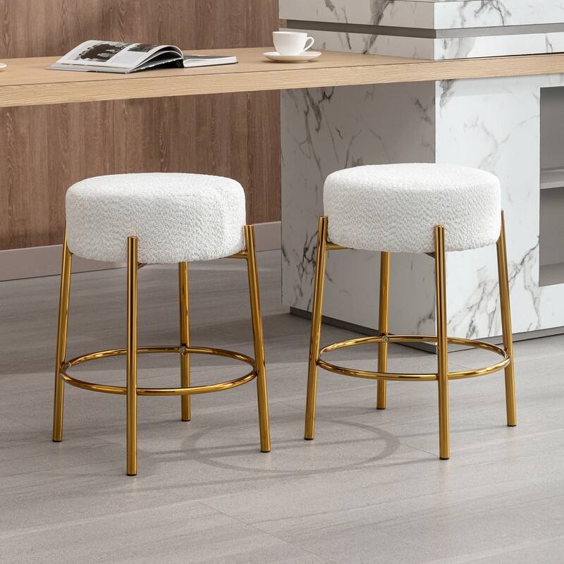 Mixoy Backless 24"Counter Height Velvet Bar Stools with steel Legs