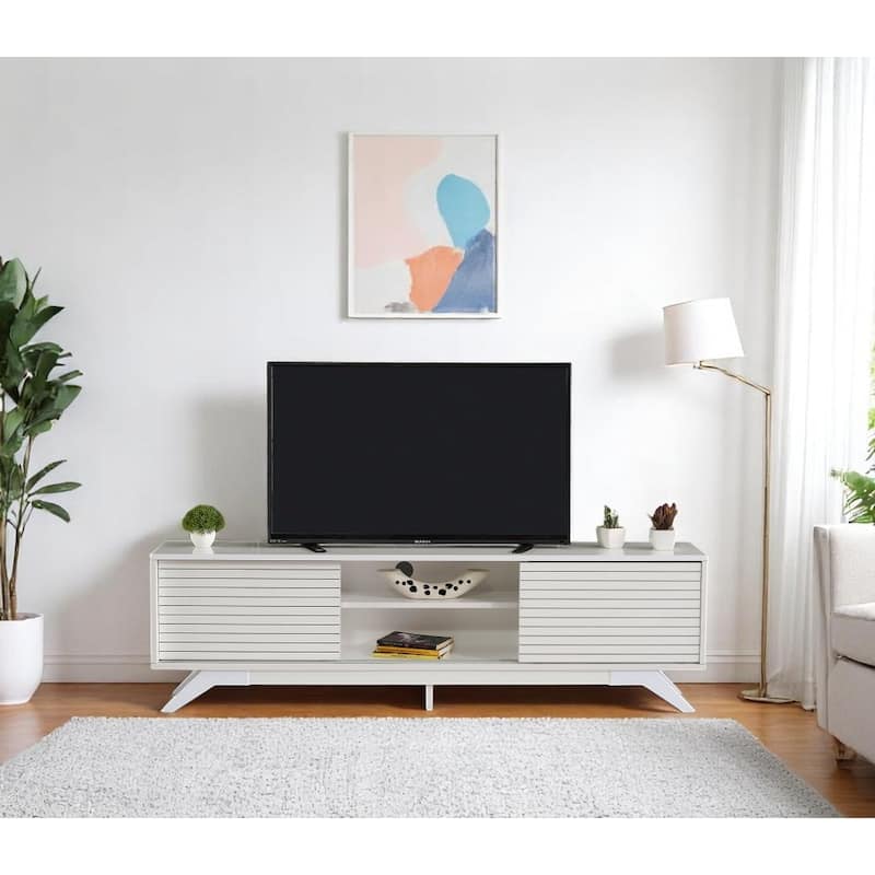 Lucina Modern TV Stand with 2 Sliding Door Cabinet 2 Shelves, Living Room Entertainment Center
