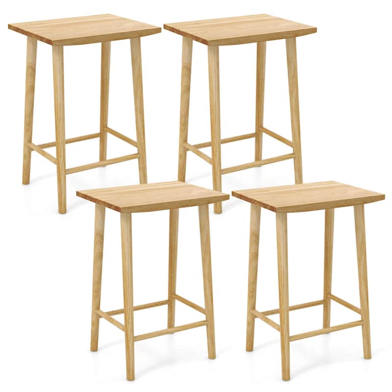 2/4 pcs Counter Height Bar Stools 25.5" Backless Wooden Dinning Chairs - Single