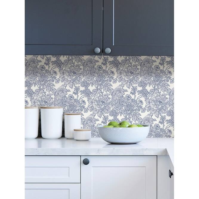 NuWallpaper Blue Sudbury Peel & Stick Wallpaper