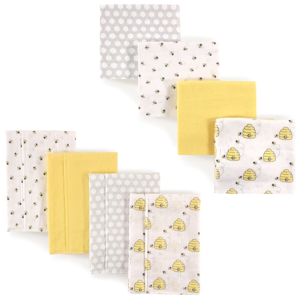 slide 1 of 1, Hudson Baby Unisex Baby Cotton Flannel Burp Cloths and Receiving Blankets, 8-Piece, Bee, One Size - Bee - One Size One Size - Bee
