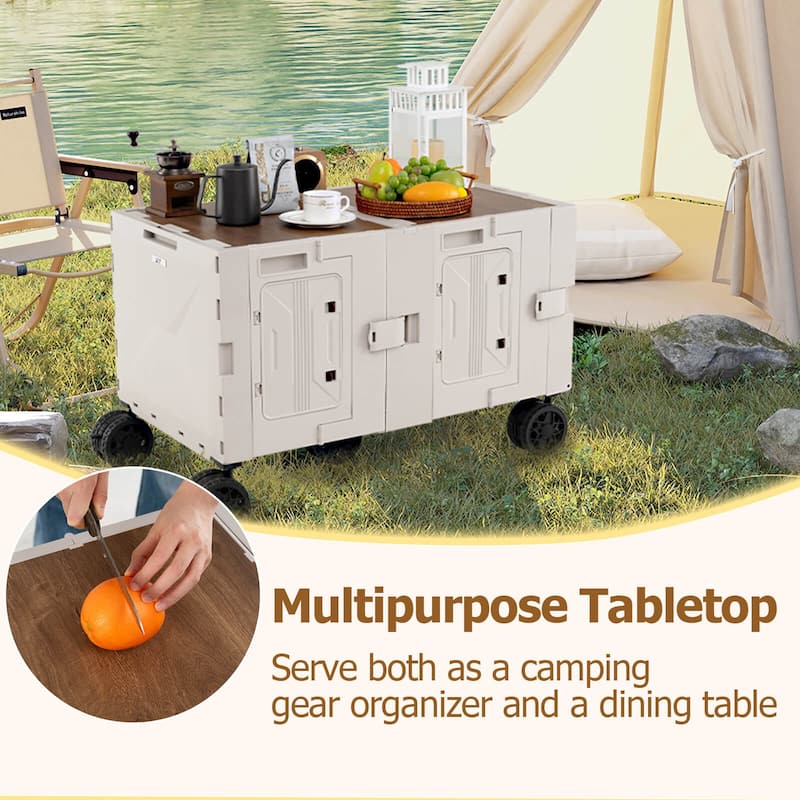 Costway Large Foldable Utility Cart with 2-Tier Storage Crates 5 - See Details