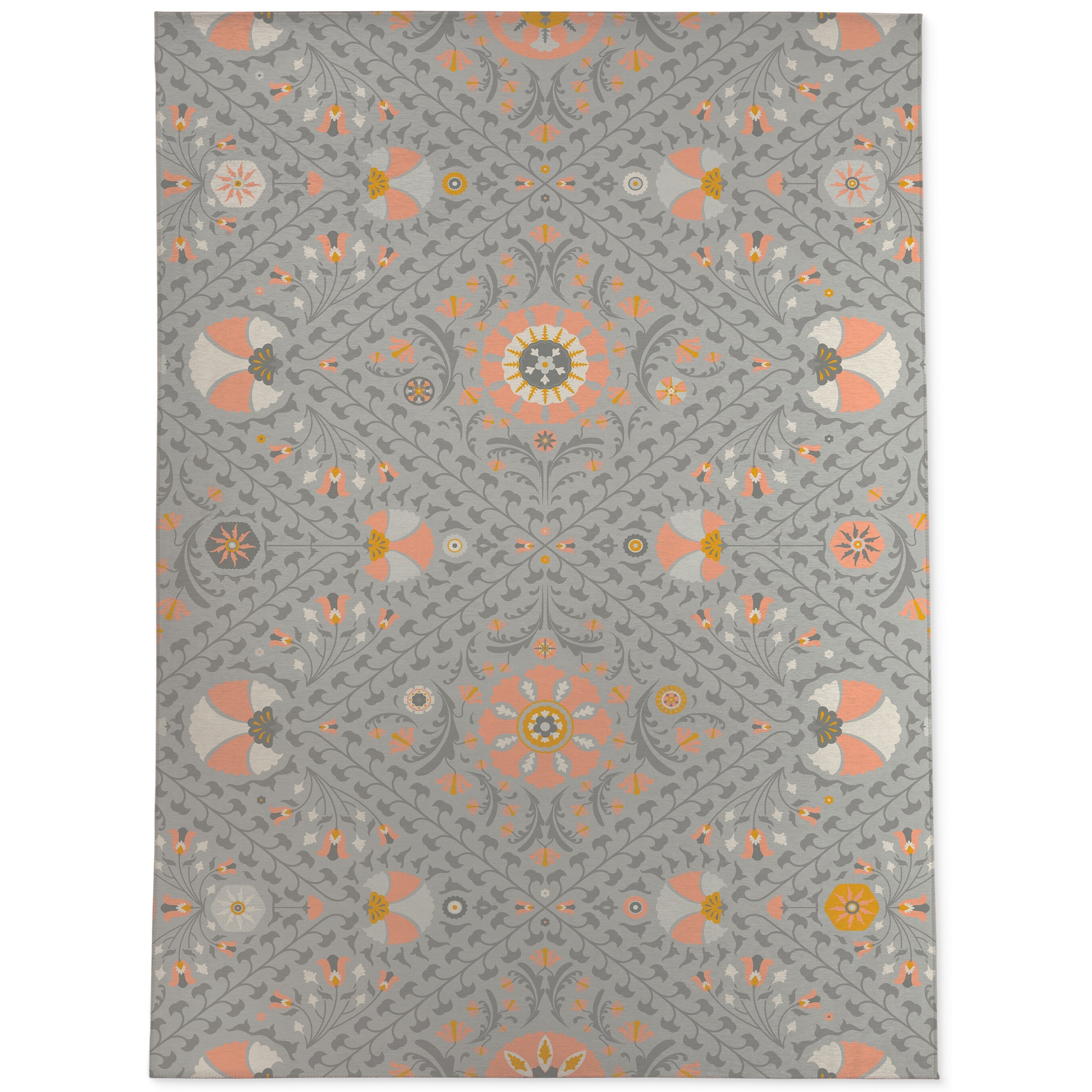 Suzani In Tiles Coral Grey Area Rug By Kavka Designs Overstock 30298144 Buy from our new range of high quality, great value rugs, runners and doormats today. suzani in tiles coral grey area rug by kavka designs