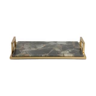 Decorative Agate Accent Tray - Home Decor - 23", Green & Gold