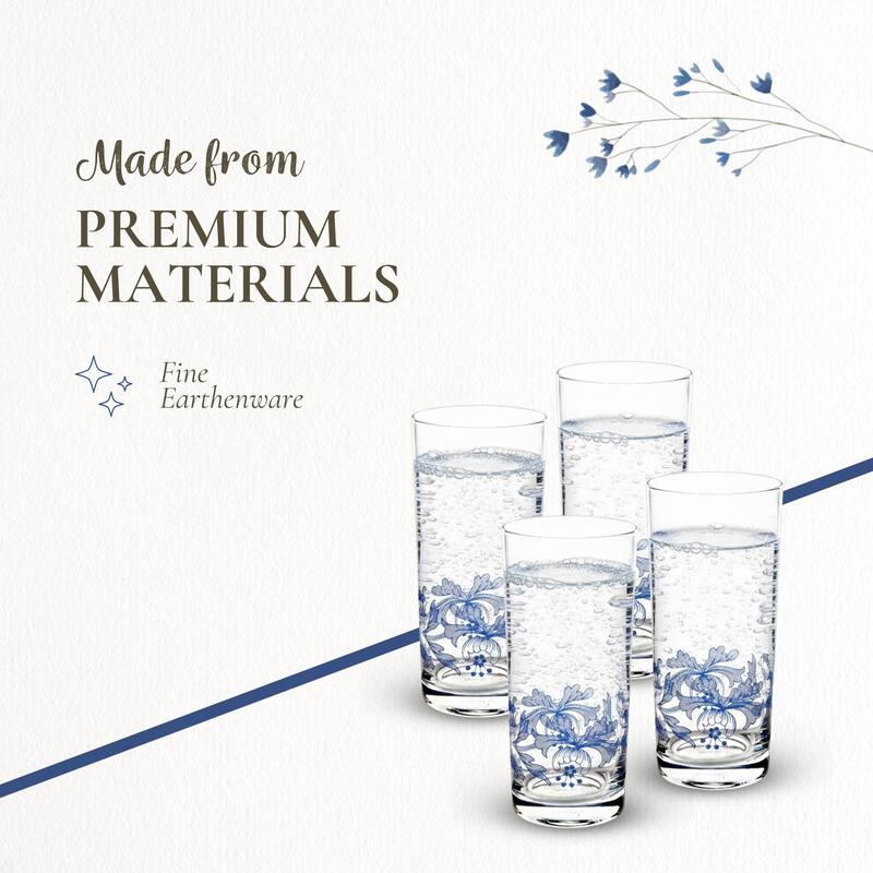 Spode Blue Italian Set of 4 Glasses - 15 oz