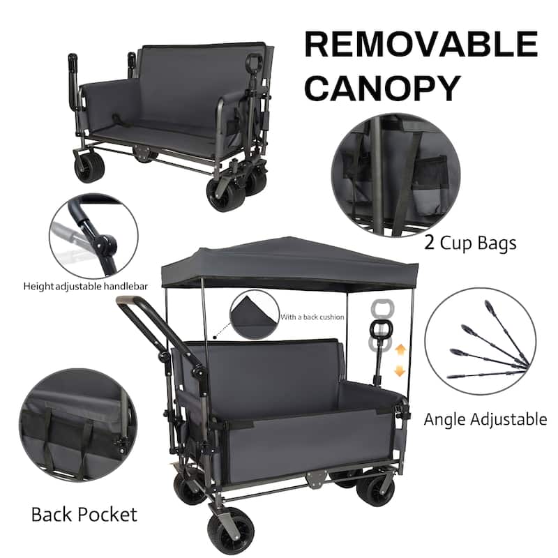 Folding Wagon with Bench Seat & Canopy