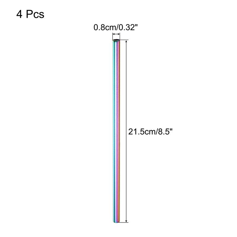 Reusable Metal Straw 4pcs, 8.5" Stainless Steel Drinking Straws