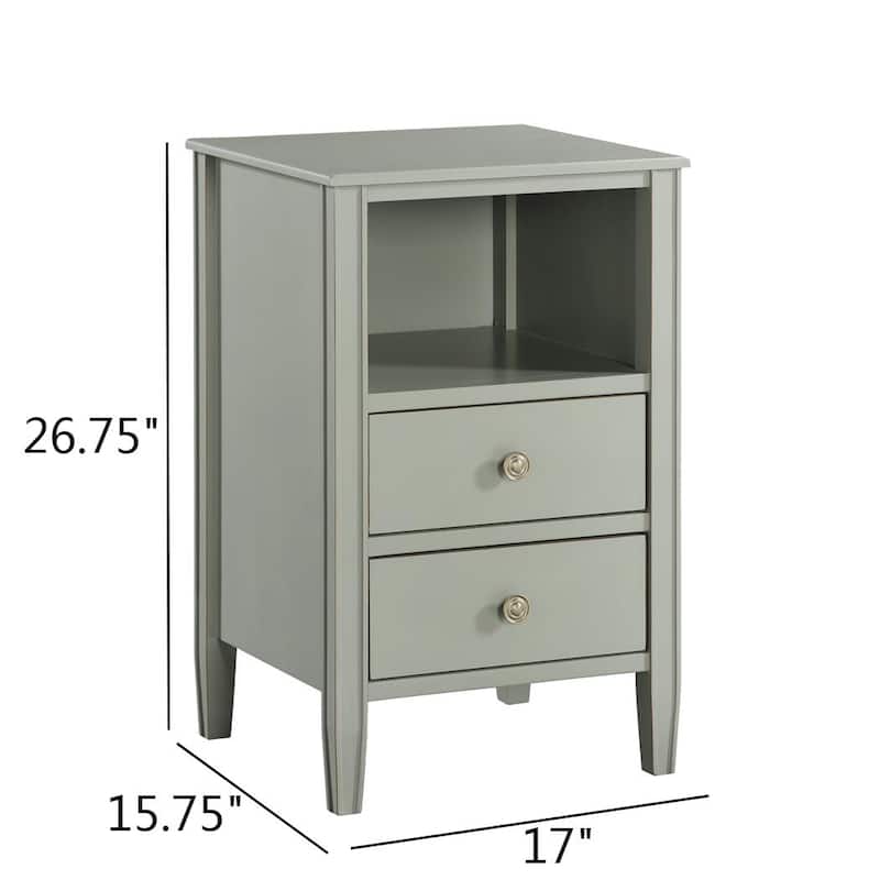 2- Drawer Nightstand with Open Shelf and Brushed Gold Hardware No Assembly