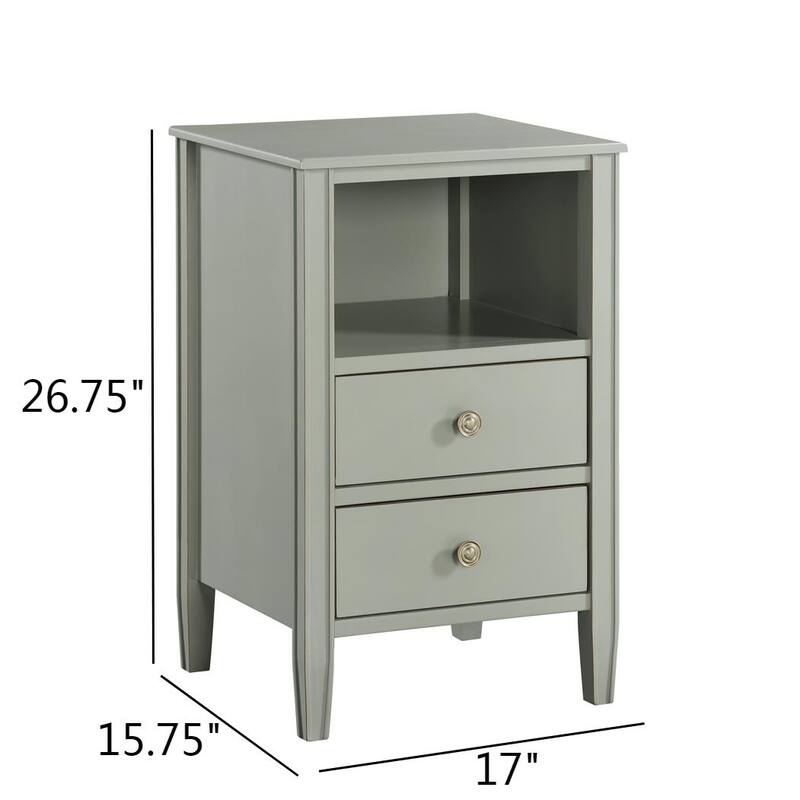 2-Drawer Nightstand in Antique Gray - Elegant Storage Solution