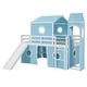 preview thumbnail 26 of 28, Playhouse Full Size Loft Bed with Slide Pink Tent and Tower for Kids