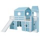 preview thumbnail 11 of 13, Playhouse Full Size Loft Bed with Slide Pink Tent and Tower