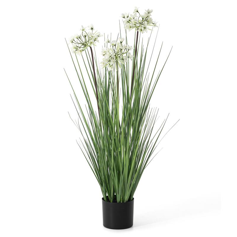 Glitzhome 3ft-6ft Set of 2 Artificial Olive Trees/ Bamboo/ Ficus with Ceramic Planters Real Touch