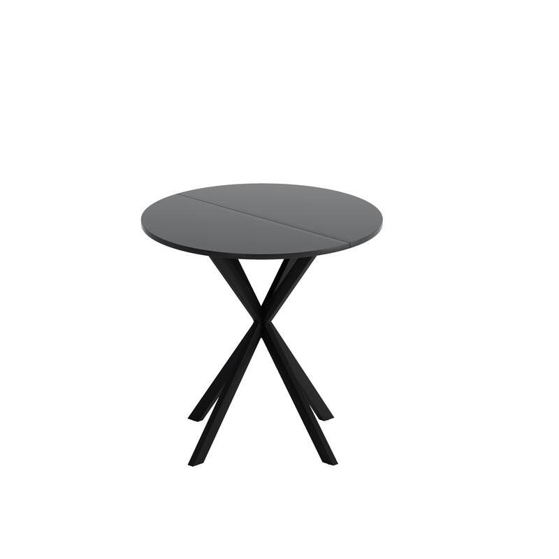 Modern Cross Leg Round Dining Table with Matte Finish Iron Legs