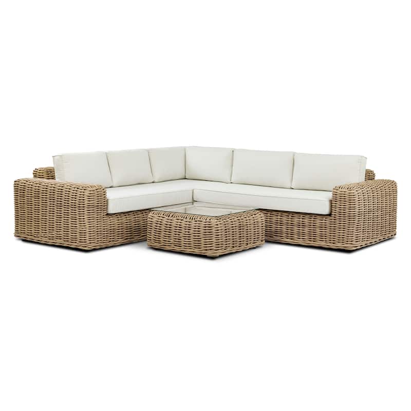 Poly & Bark Puglia Outdoor/Patio Corner Sectional Set with Coffee Table - Sand