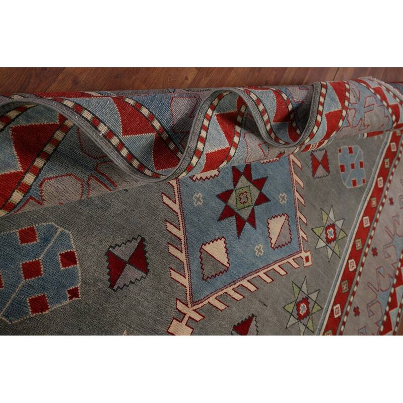 Gray Kazak Oriental Area Rug Handmade Wool Carpet - 6'6" x 10'2"