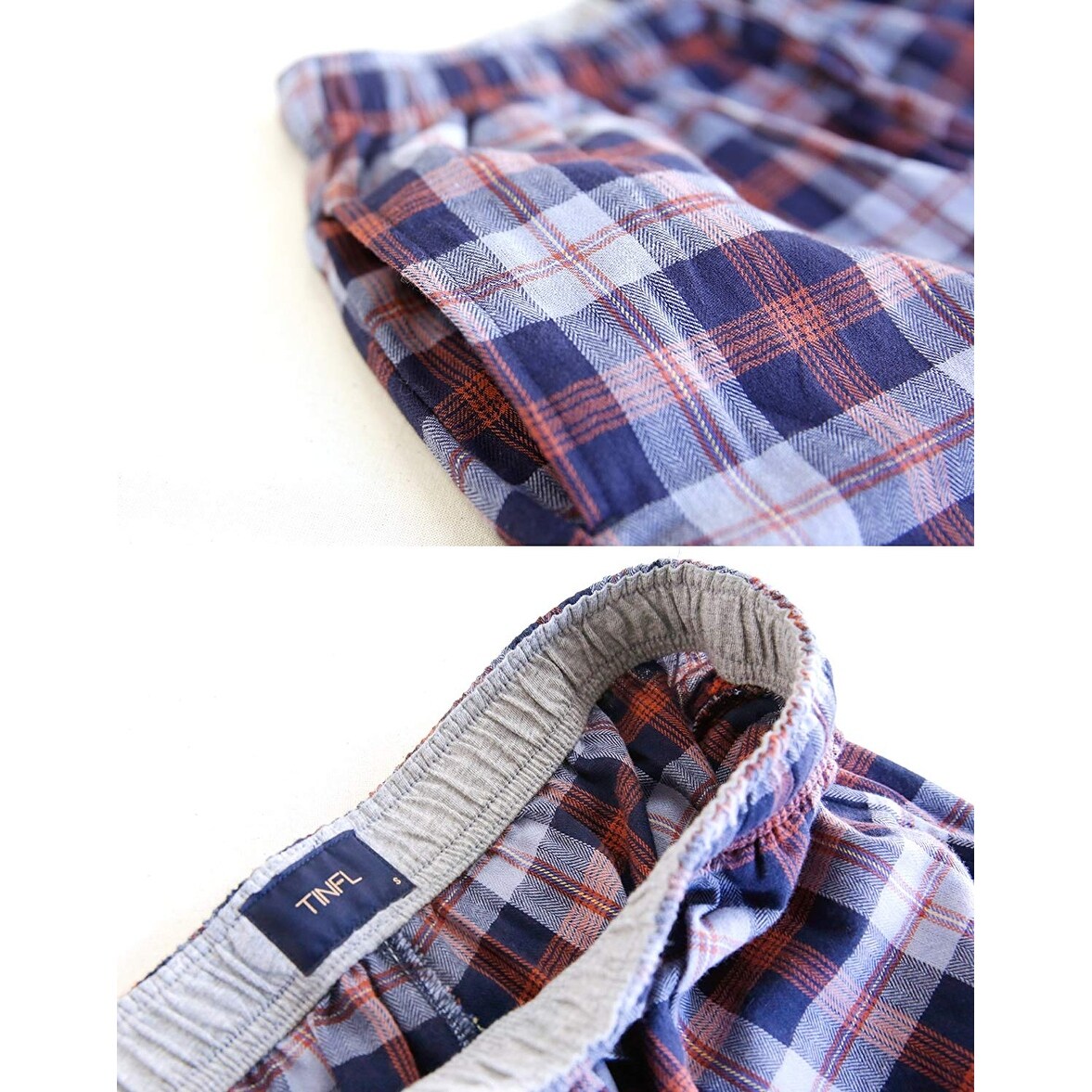 Plaid Check Soft 100/% Cotton Pants Blp-Pm47-Rednavy-L