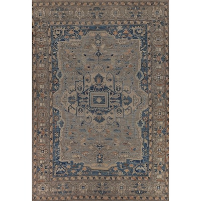 Oriental Oushak Turkish Large Rug Hand-Knotted Beige Wool Carpet - 10'1"x 14'0"