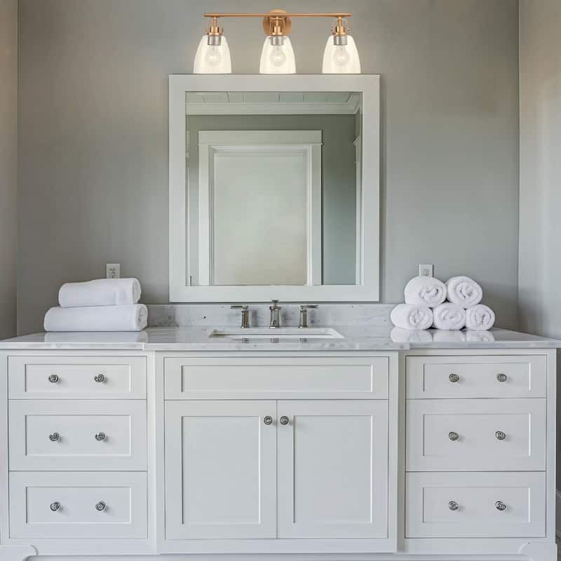 Brilliance Modern Farmhouse 3-Light Gold Vanity Light - 24"L x 7"W x 10.5"H