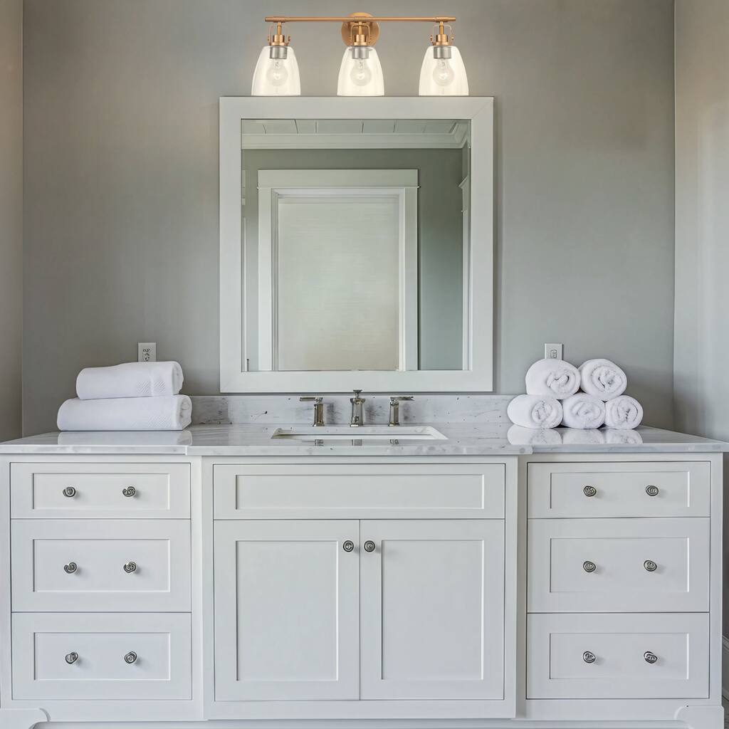 Brilliance Modern Farmhouse 3-Light Gold Vanity Light - 24"L x 7"W x 10.5"H
