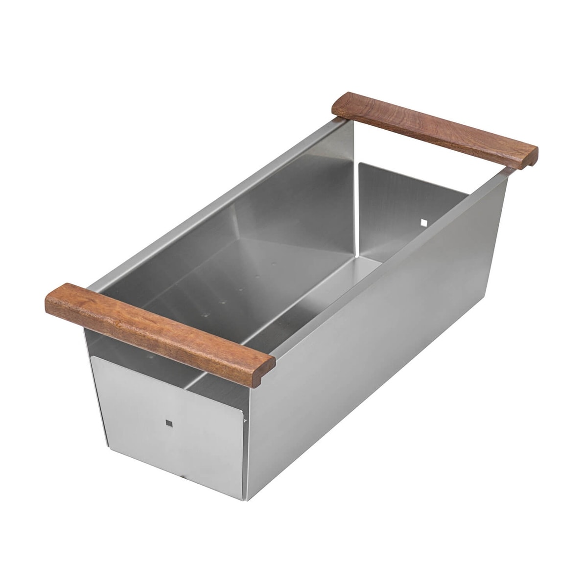 Ruvati Workstation Sink Colander 17 inch Stainless Steel with Wooden Handles - - Silver