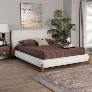 Vinicio Mid-Century Modern Cream Boucle Platform Bed