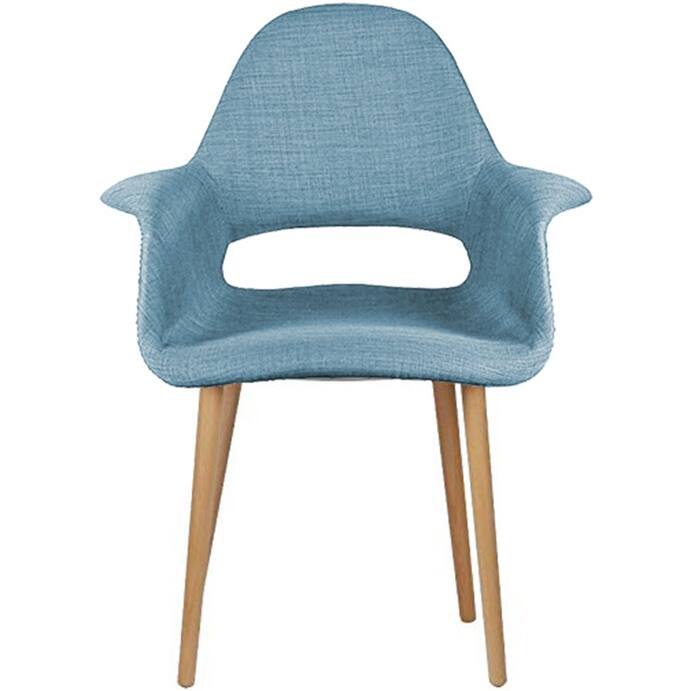 Set of 2 Blue Fabric Upholstered Seat Mid Century Modern Dining Chairs