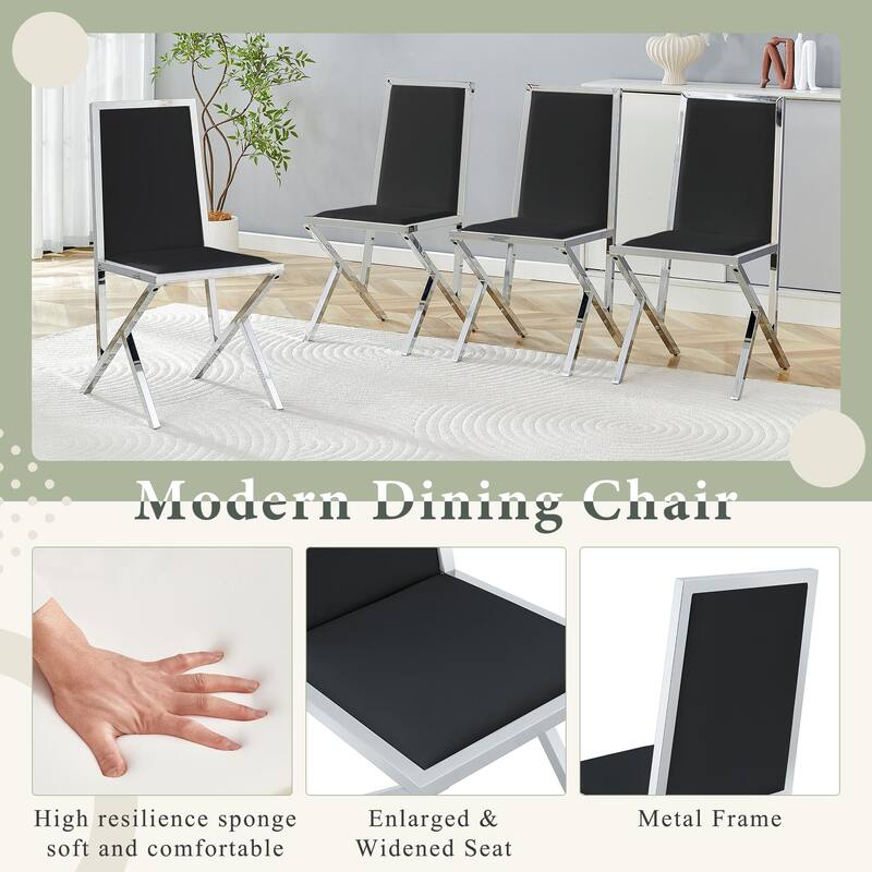 Set of 2, Metal Framed PU Dining Chairs: Ergonomic Design, A Simple And Luxurious Choice