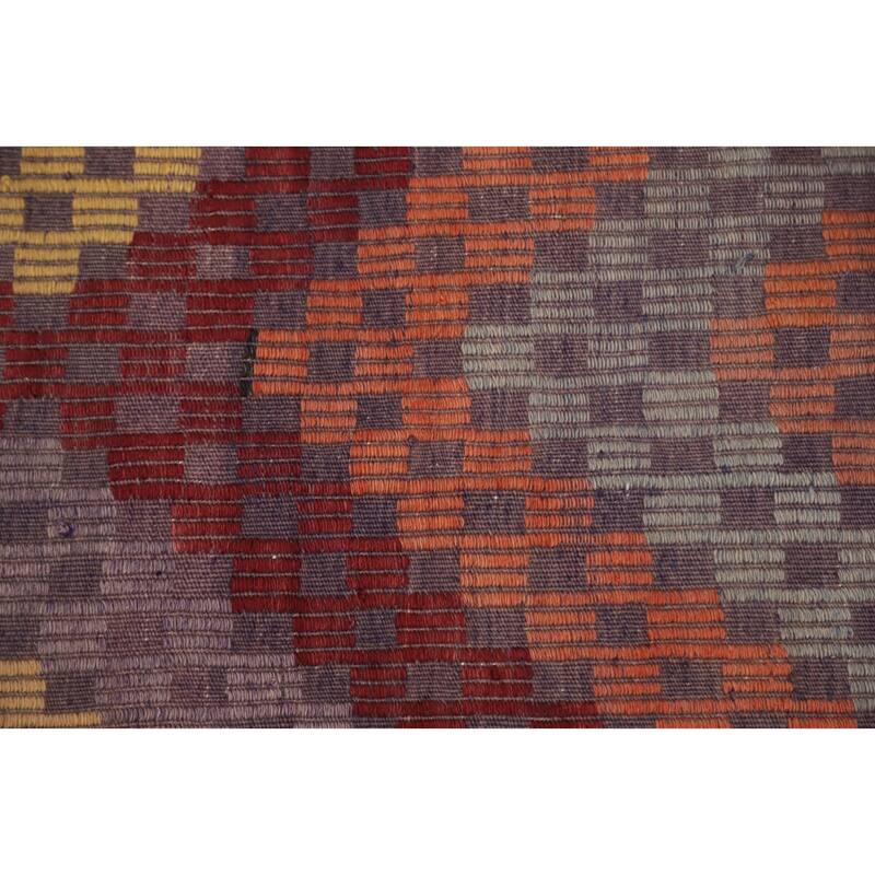 Hand Woven Oriental 100% Wool Carpet Southwestern Tribal Multi-Colored Kilim Area Rug - 9' 2'' X 5' 10''